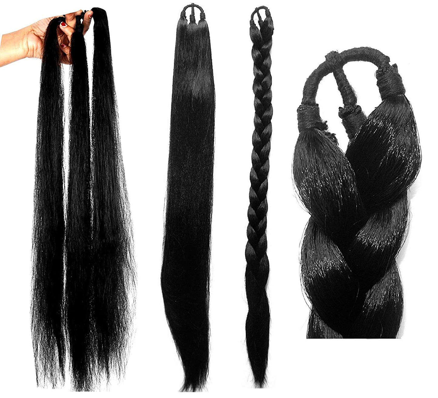 Natural black and Brown Handmade Braided Fake Hair Extension