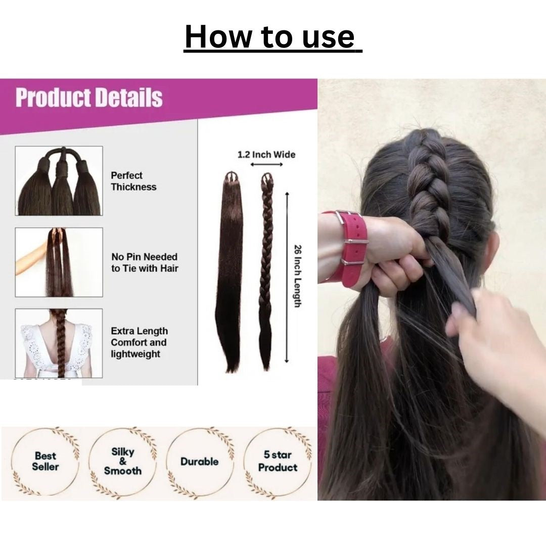 Natural black and Brown Handmade Braided Fake Hair Extension