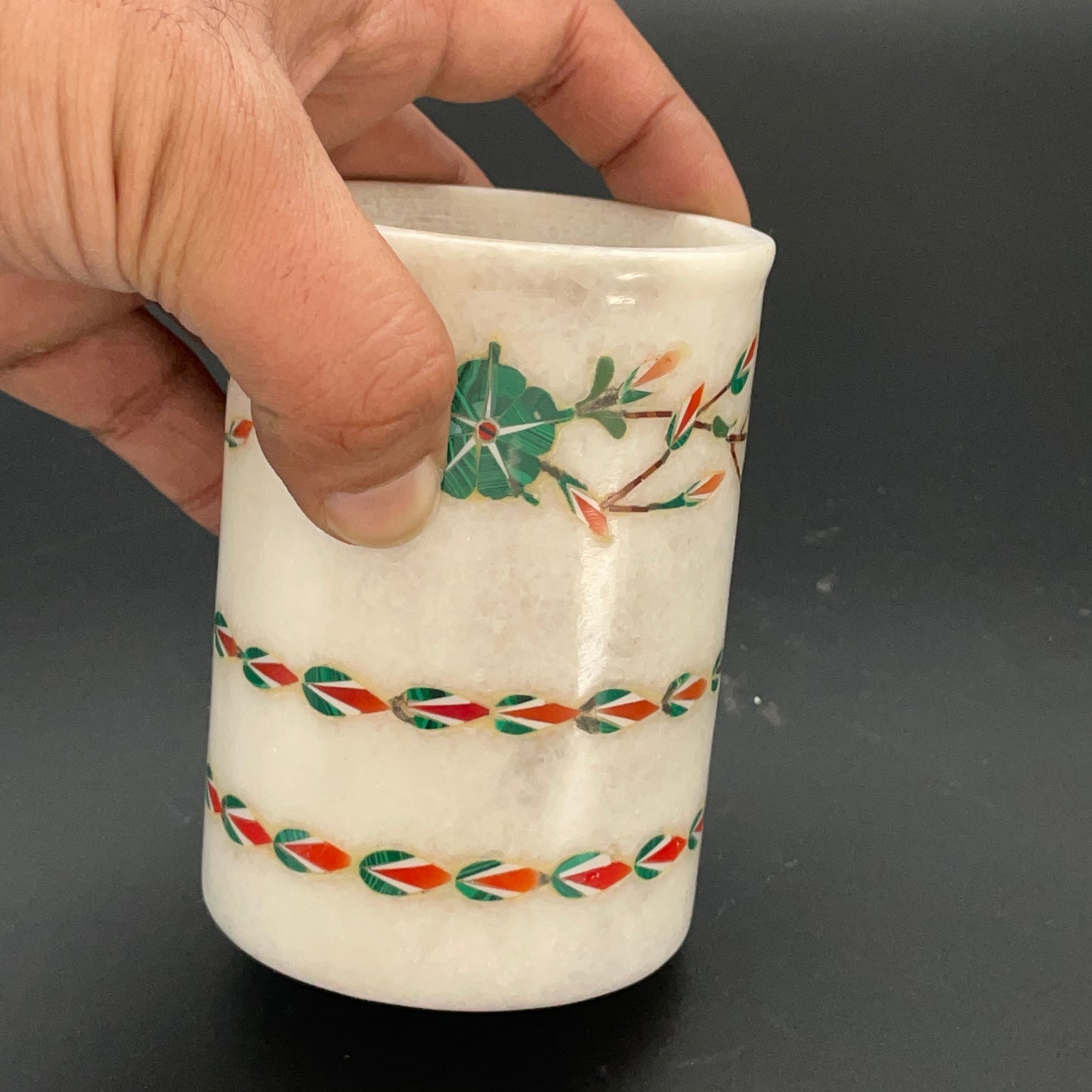 Handmade Marble Inlay Pen Stand - A Perfect Gift for Stylish Table