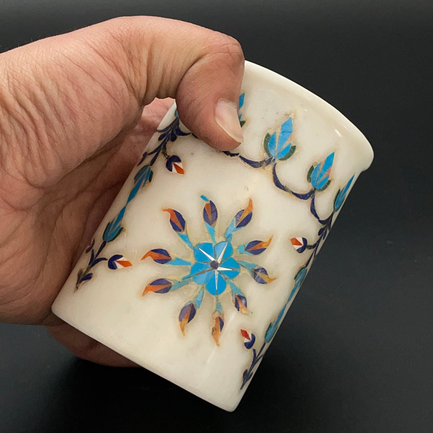 Handmade Marble Inlay Pen Stand - A Perfect Gift for Stylish Table