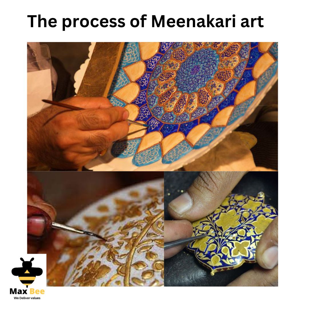 Handmade Meenakari marble serving tray