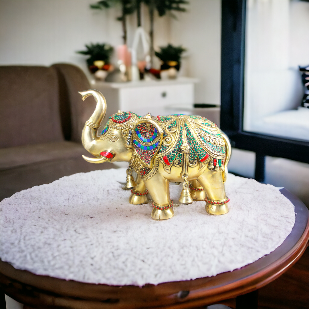 Heavy Brass Maharaja Elephant Showpiece