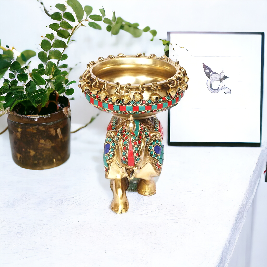 Brass Urli on Elephant bring Positive and prosperity at home