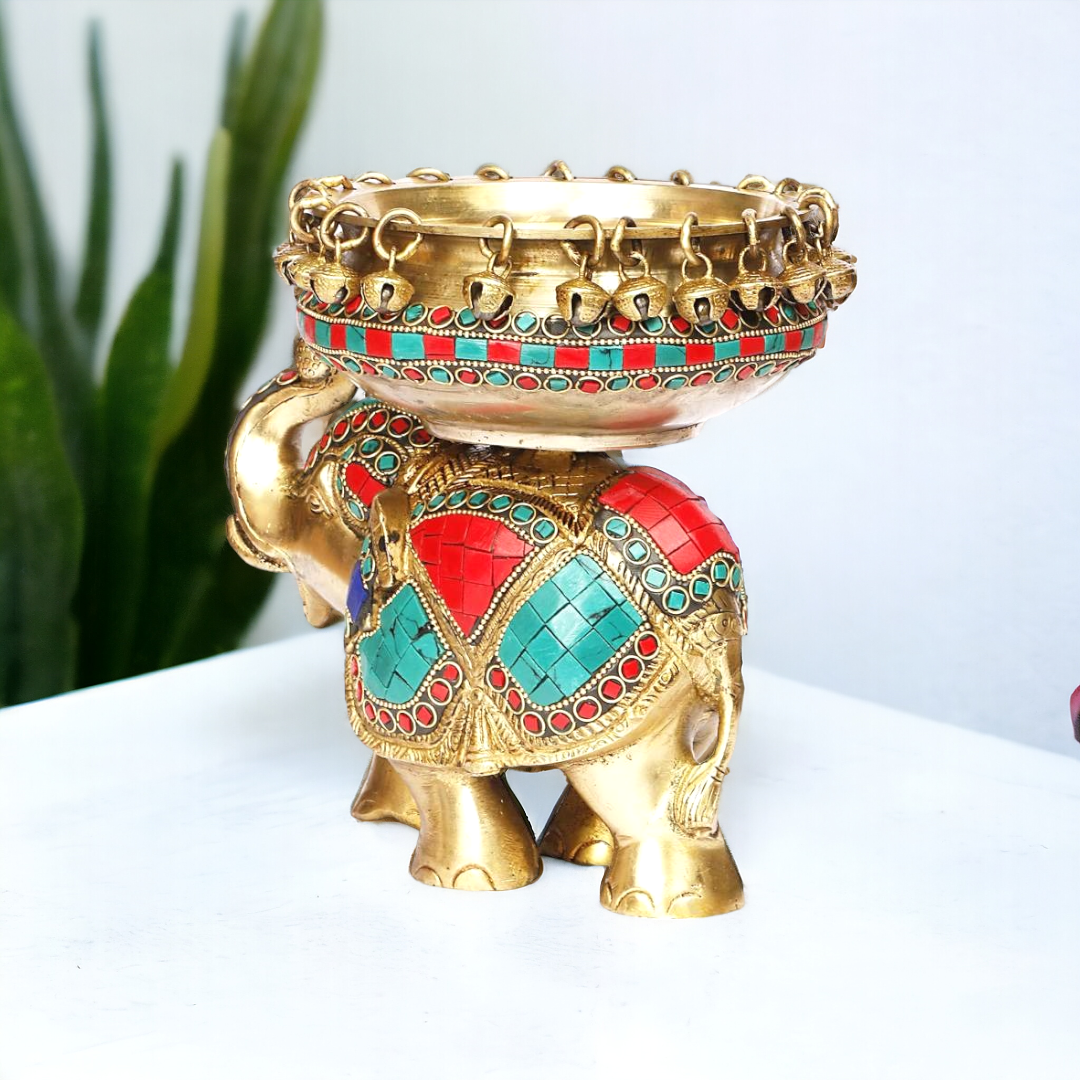 Brass Urli on Elephant bring Positive and prosperity at home