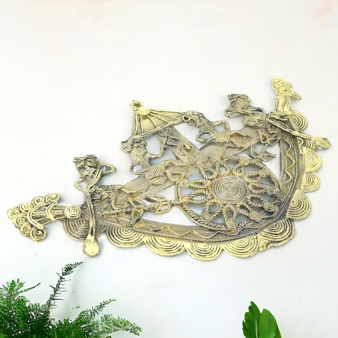 Dhokra Wall Hanging - Peacock Boat