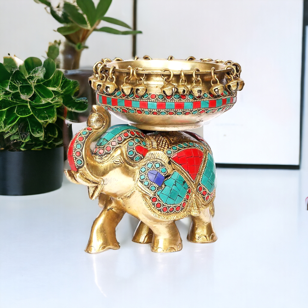 Brass Urli on Elephant bring Positive and prosperity at home