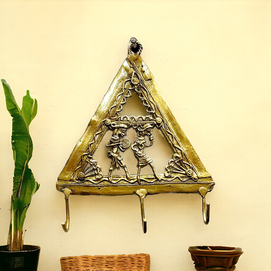 Triangle Tribal Figure Brass Dhokra Key Hanger