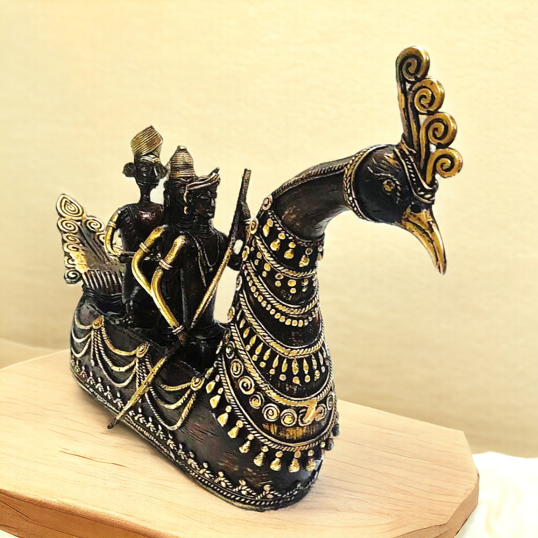 Peacock Boat Dhokra Brass Statue