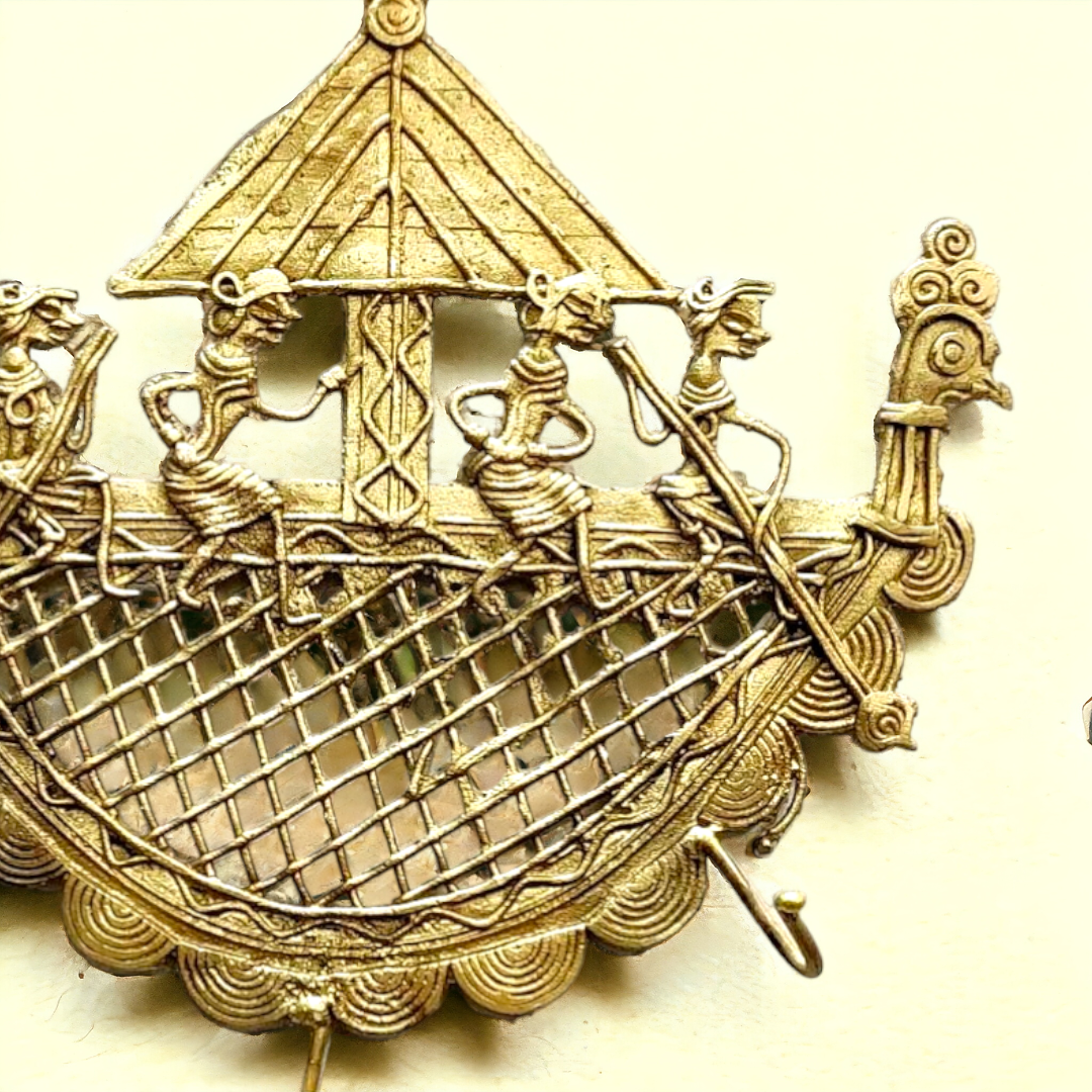 Peacock Boat Brass Dhokra Three Hooks Key Hanger