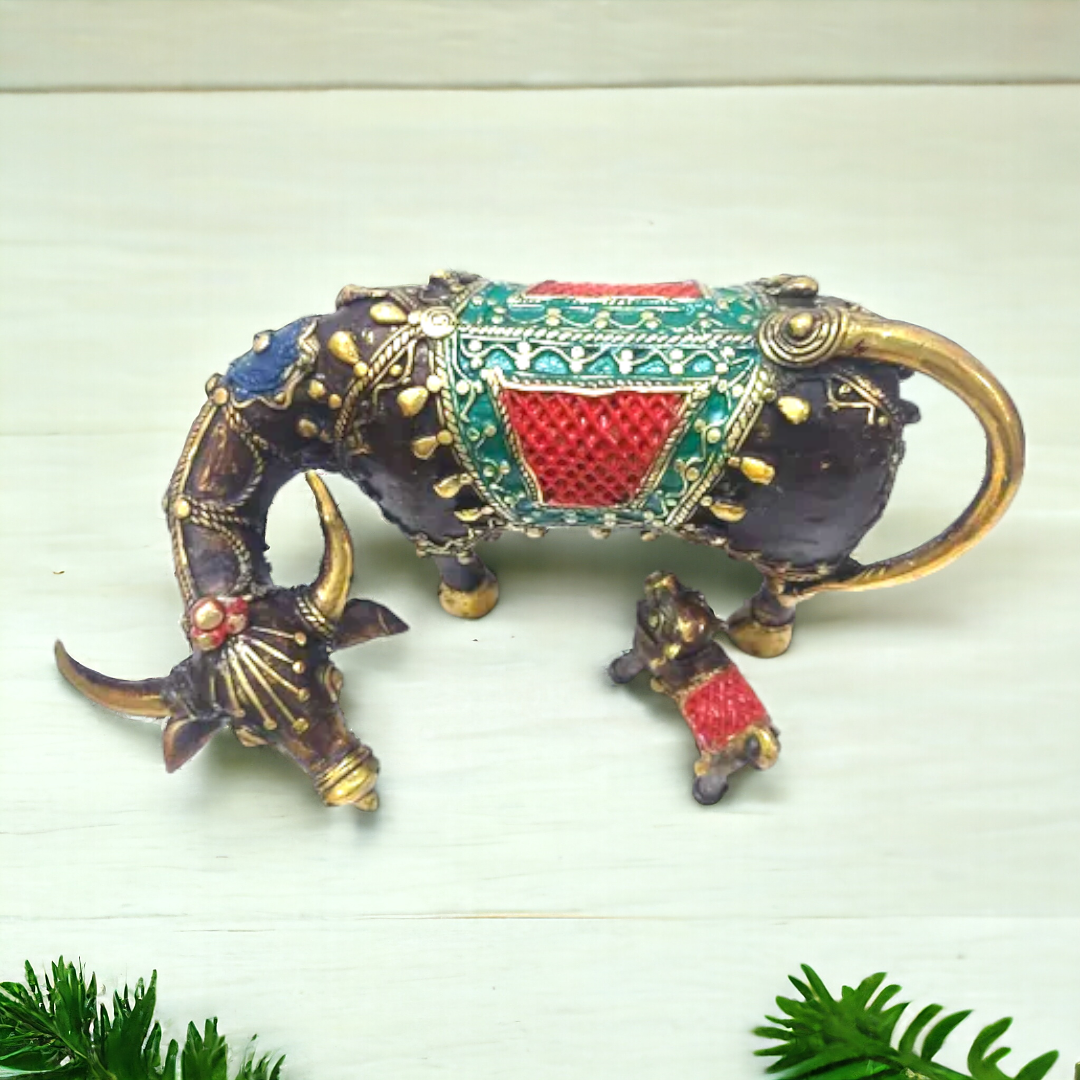 Brass Cow With Calf Statue