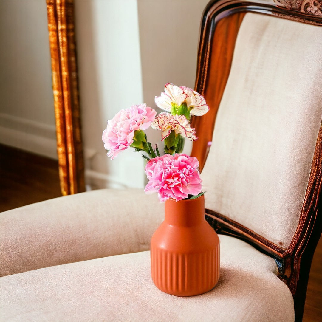 Chromatic Ceramic Flower Vase with Spherical Neck