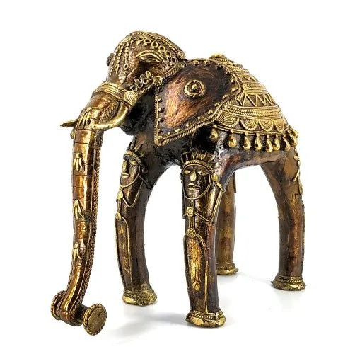 Multicolor Brass Elephant Statue, For Interior Decor