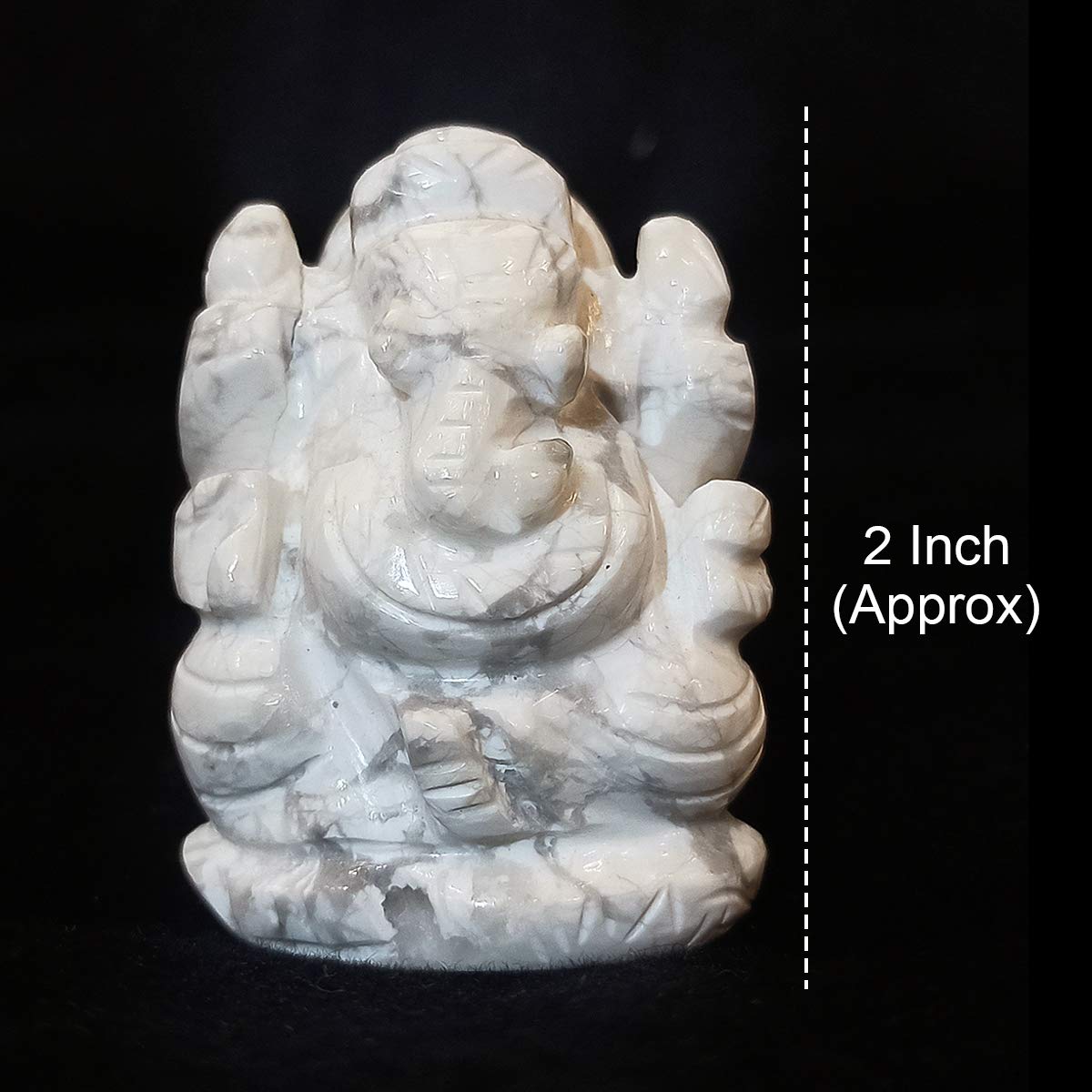 Natural howlite stone Ganesha Idol 2.5 Inch
