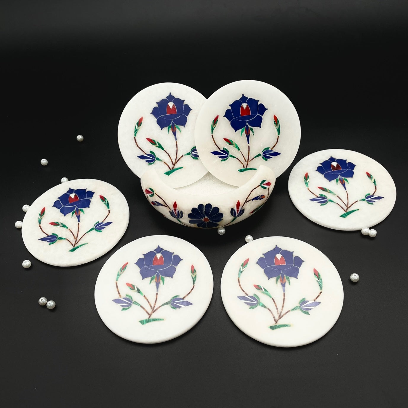 Marble Inlay Coasters Set of 6
