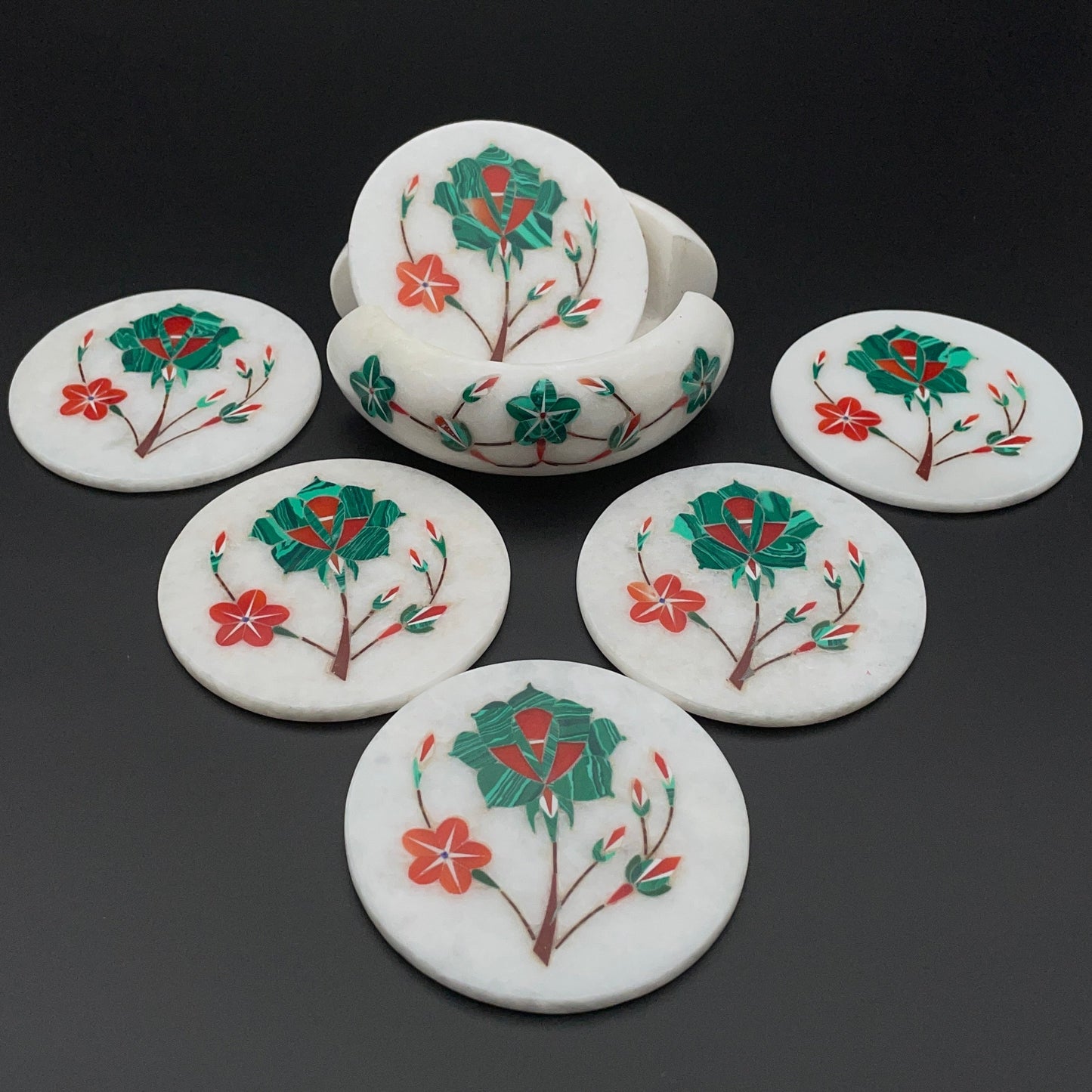 Marble Inlay Coasters Set of 6