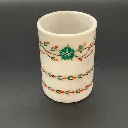 Handmade Marble Inlay Pen Stand - A Perfect Gift for Stylish Table
