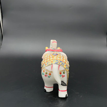 Marble Elephant with Meenakari Art