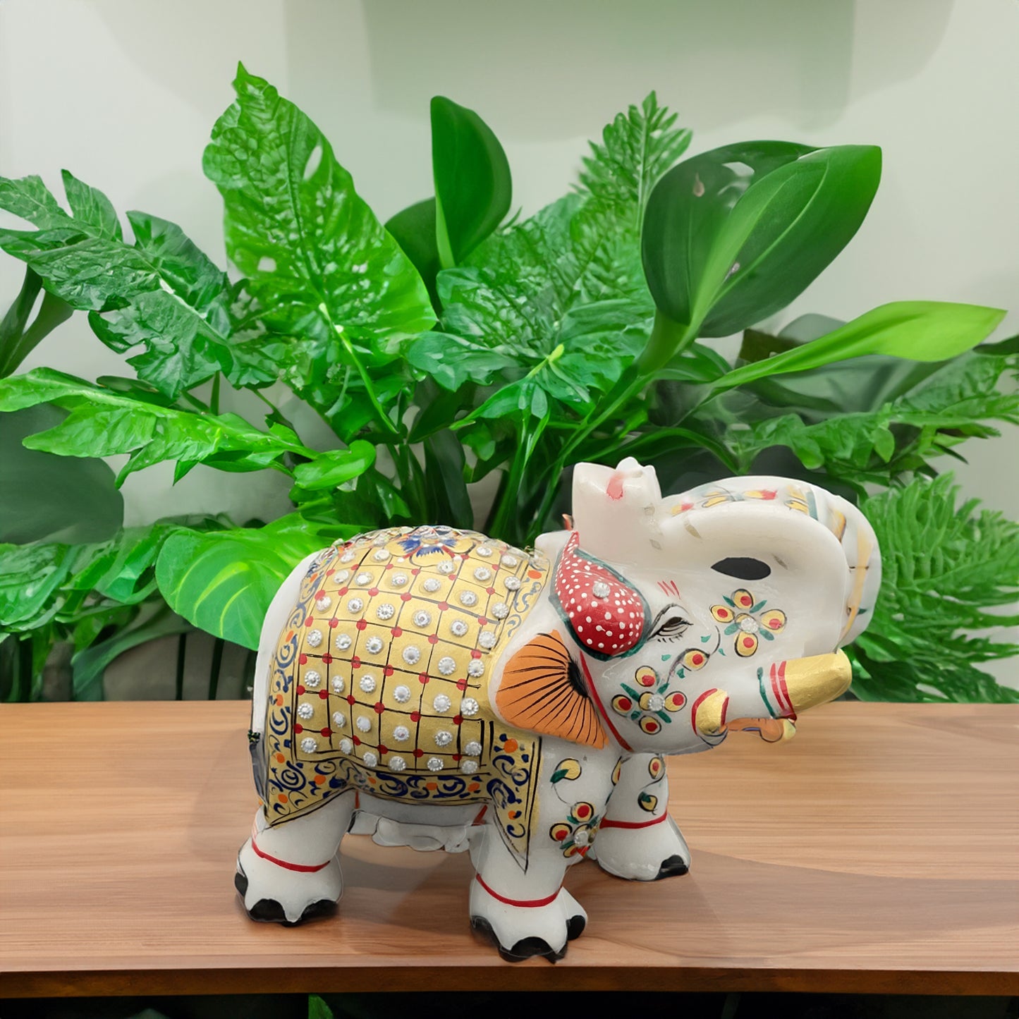 Marble Elephant with Meenakari Art