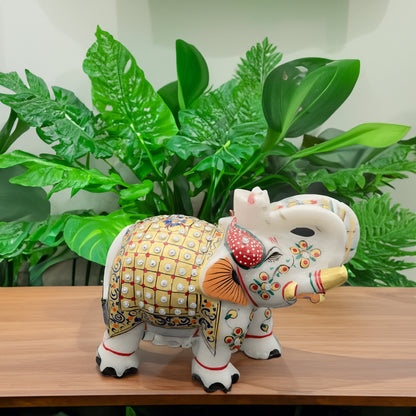 Marble Elephant with Meenakari Art