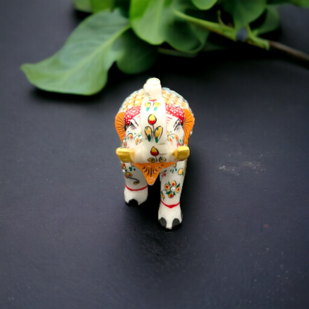 Marble Elephant with Meenakari Art