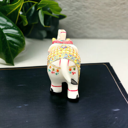 Marble Elephant with Meenakari Art