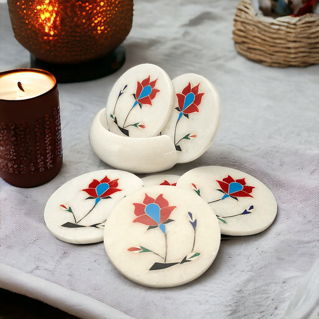 Marble Inlay Coasters Set of 6