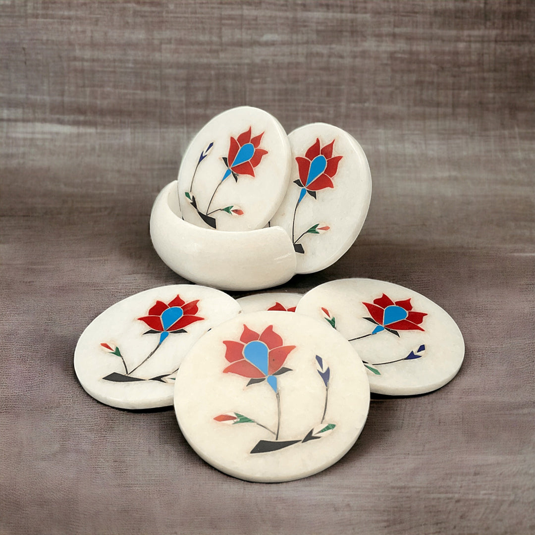 Marble Inlay Coasters Set of 6