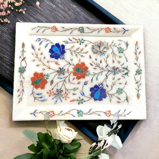 Marble Plate with Intricate Inlay Artwork