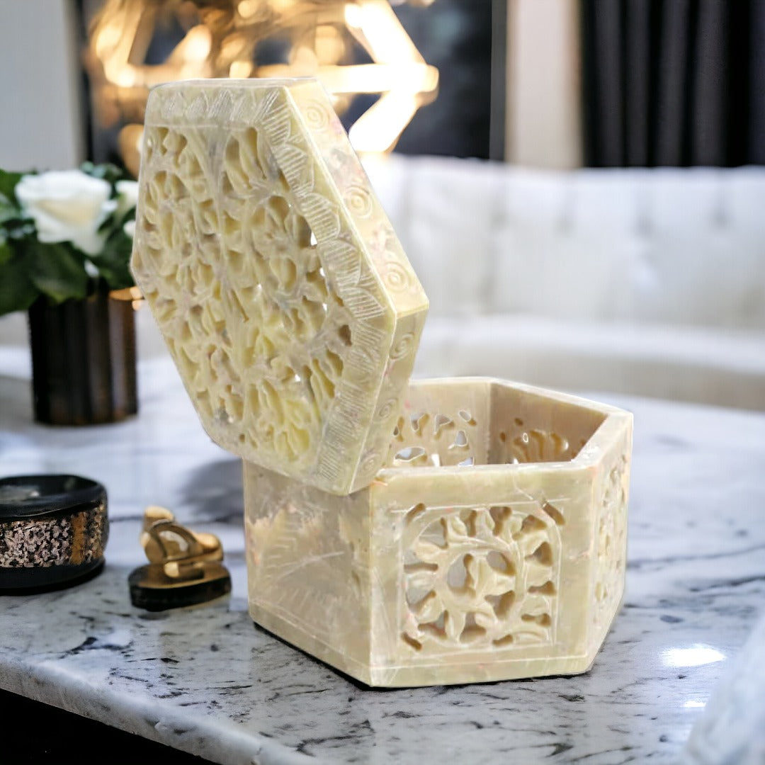 Max Bee Artisanal Soapstone Jewelry Box