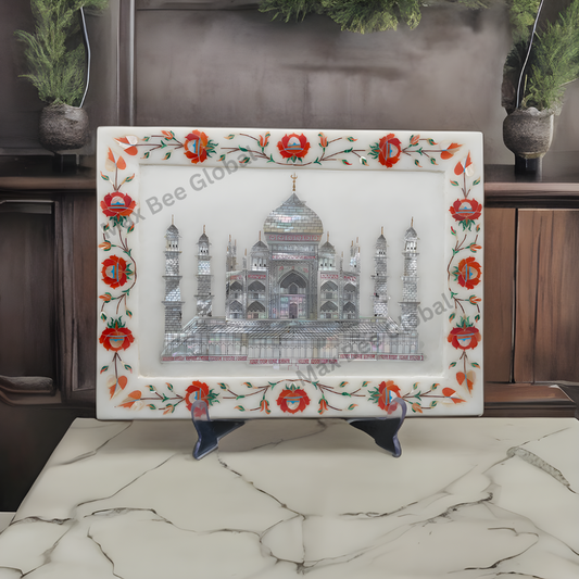 Marble Plate with Intricate Inlay Artwork