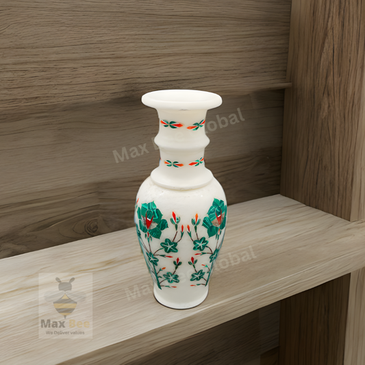 Max Bee Floral Inlaid Marble Vase