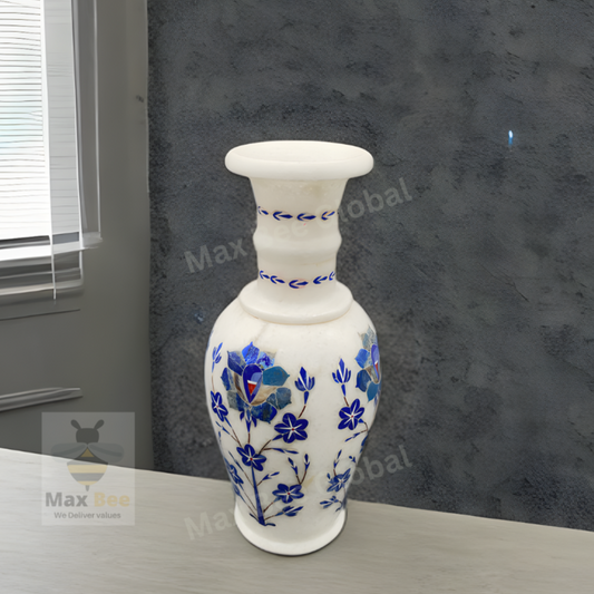 Max Bee Floral Inlaid Marble Vase