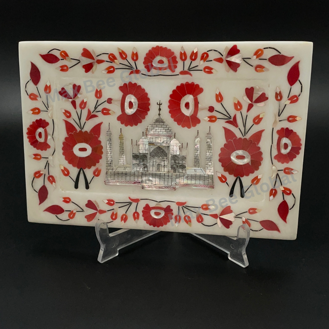 Marble Plate with Intricate Inlay Artwork