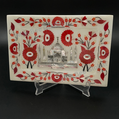 Marble Plate with Intricate Inlay Artwork