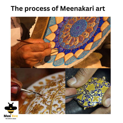 Handmade Meenakari marble serving tray