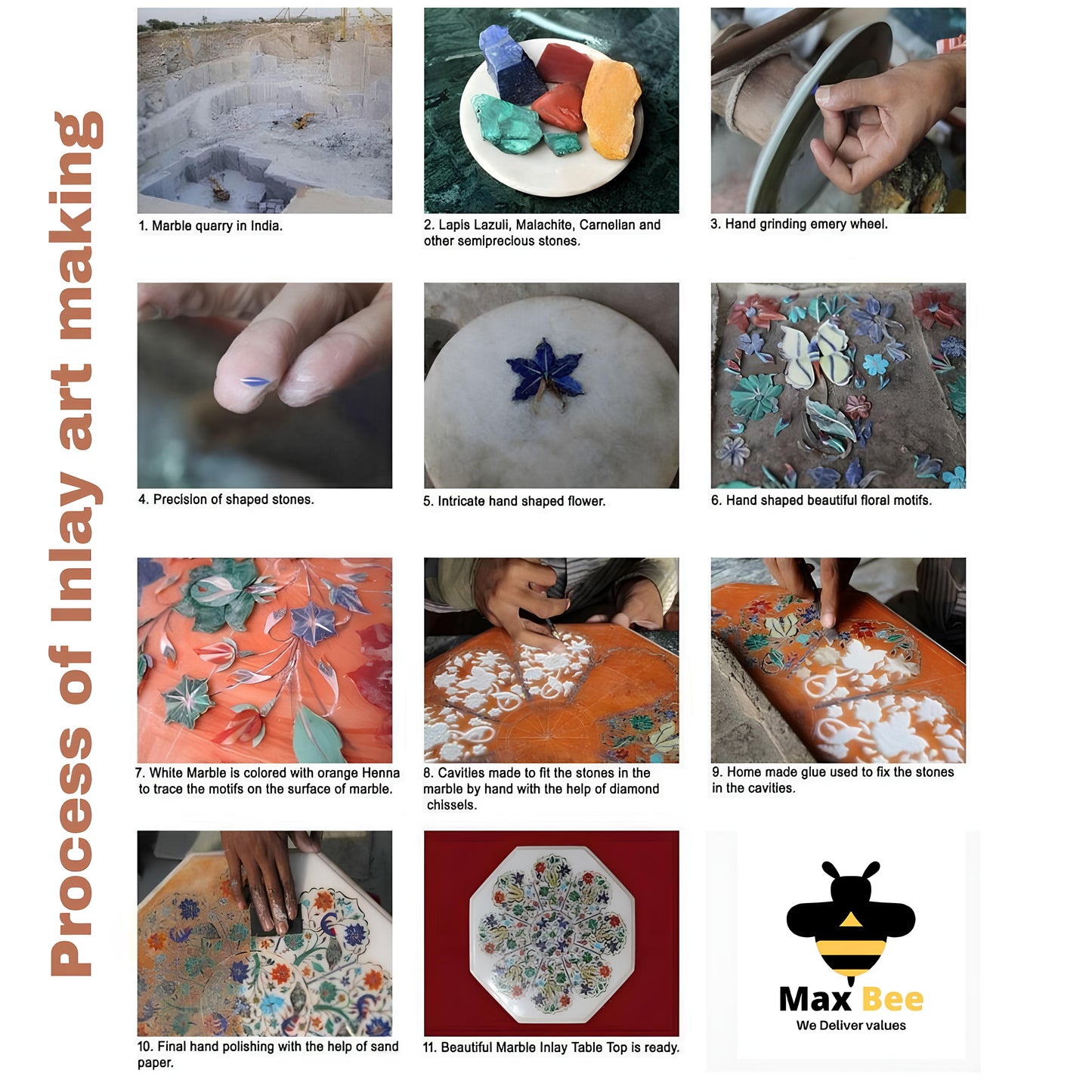 Marble Inlay Coasters Set of 6