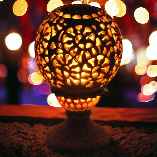 Soapstone Jaali Work Lamp for Unique Home Decor