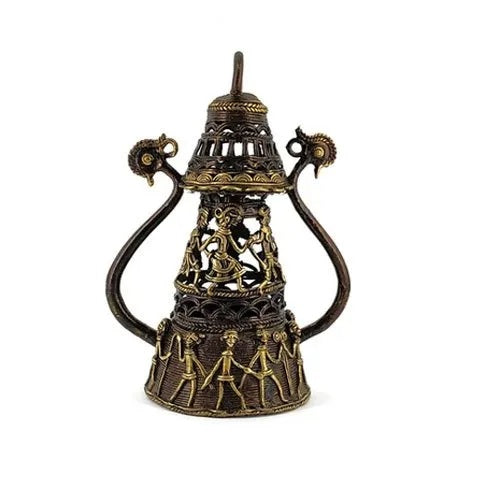 Hand Painted Brown Brass Lampshade For Indoor