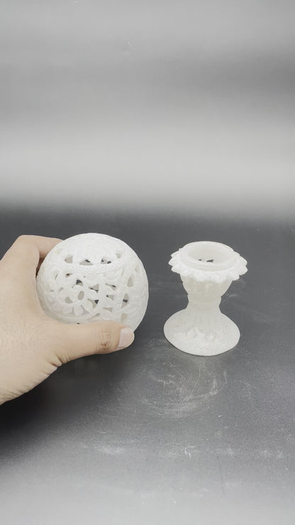 Marble Jali Work Lamp for Unique Home Decor