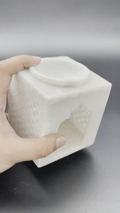 Marble Crafted Essential Oil Burner with Jali Work