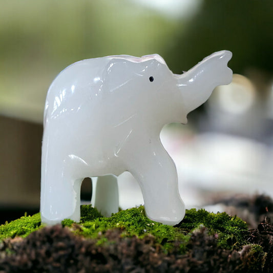 Gorgeous White Jade Carved Elephant Figurine