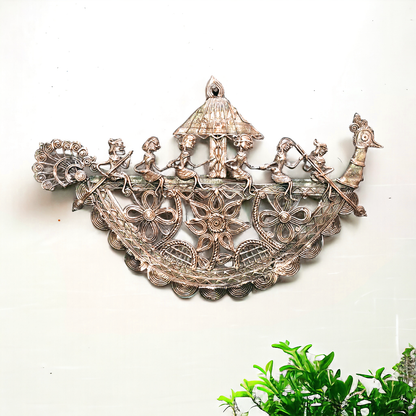 Dhokra Wall Hanging - Peacock Boat 2