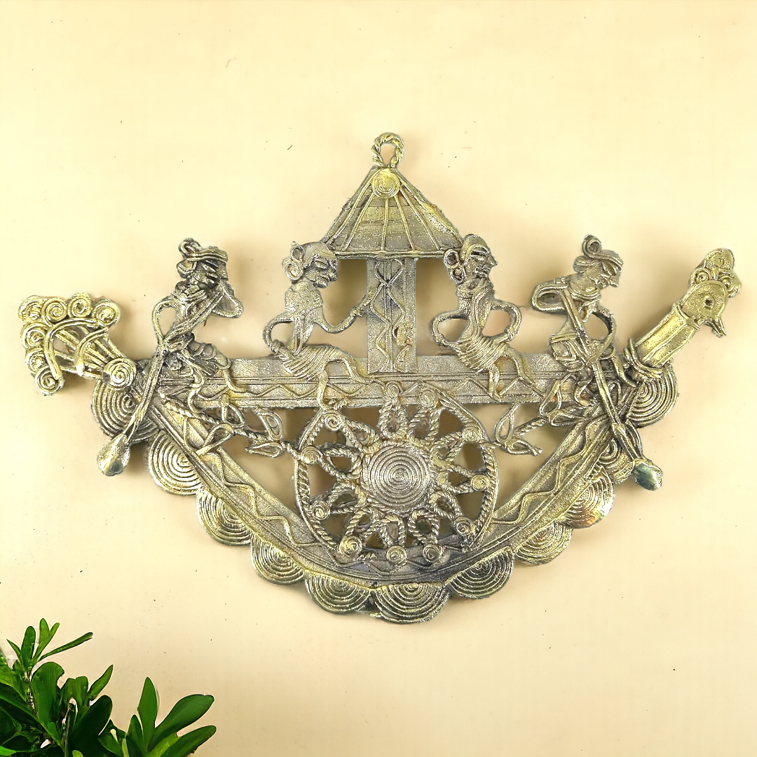 Dhokra Wall Hanging - Peacock Boat