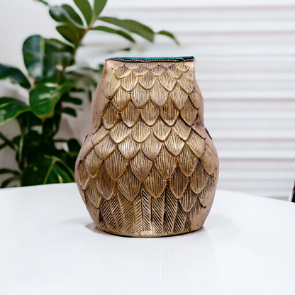 Brass Owl With Stone Work