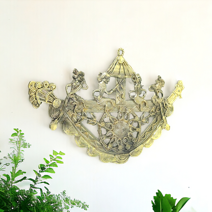 Dhokra Wall Hanging - Peacock Boat
