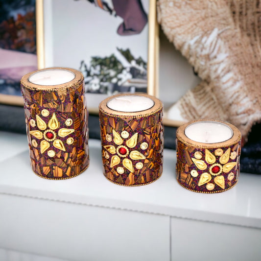 Hand-Carved Tea Light Candle Holders