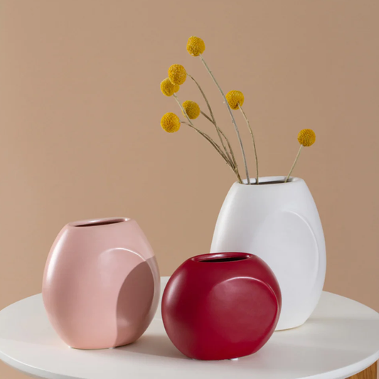 Flat Vase For Flowers (set of 3)