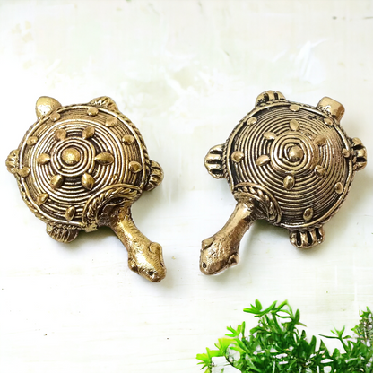 Tribal Handicraft Bell Metal Turtle (Golden)