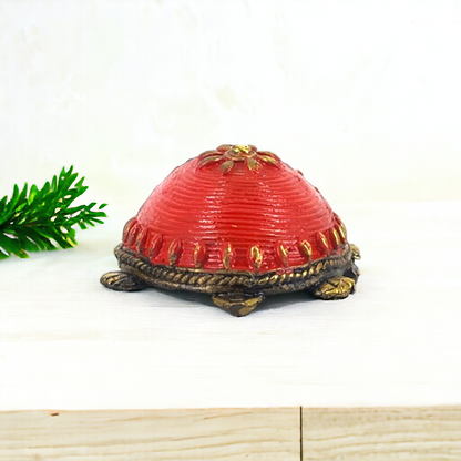 Tribal Handicraft Bell Metal Turtle (Red)