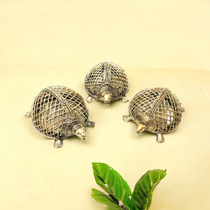 Tribal Handicraft Bell Metal Turtle (Jaali Design)